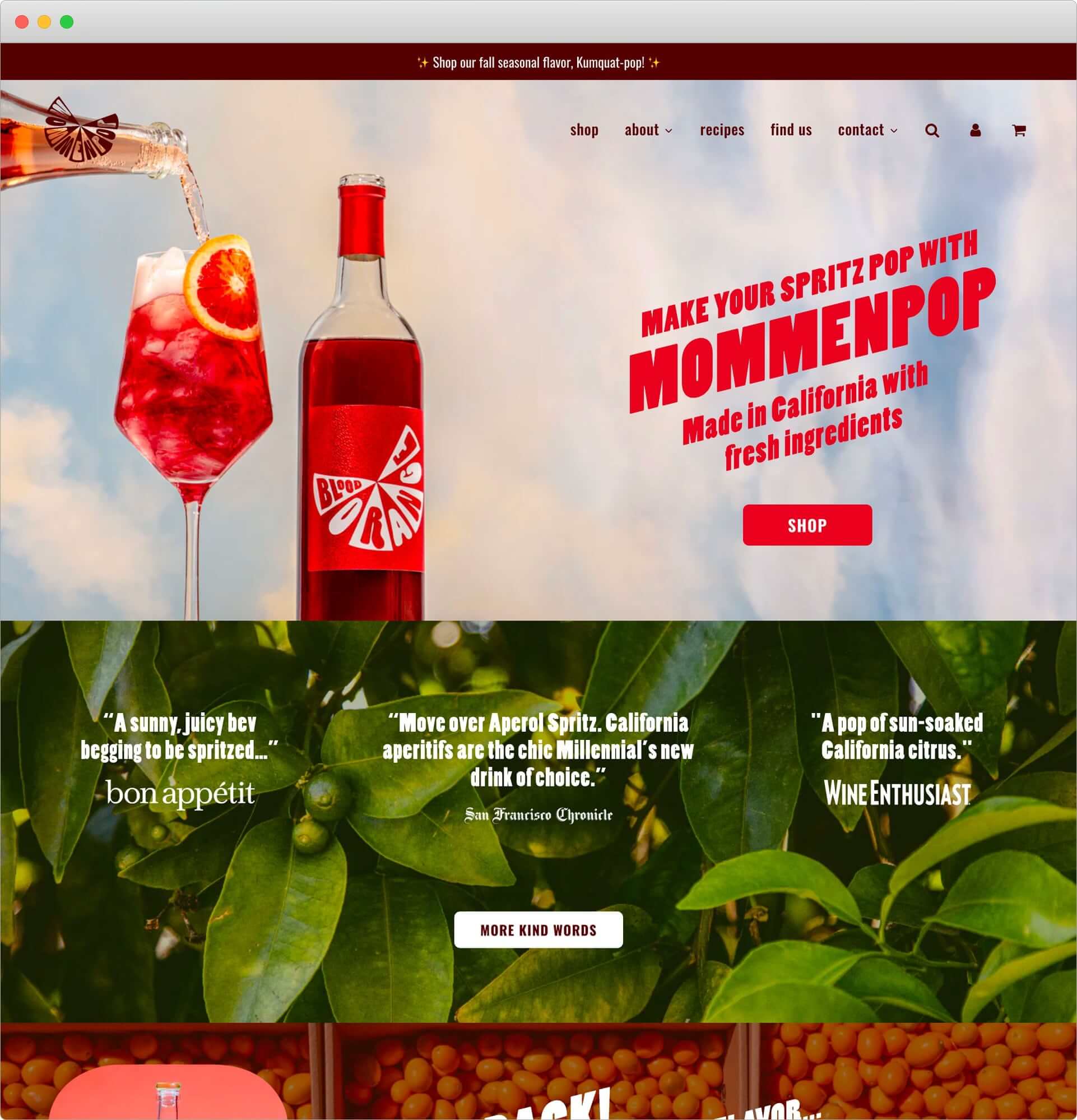 A screenshot of the Mommenpop website home page